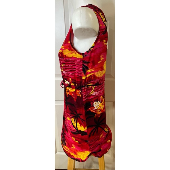 Palmwave Hawaii Womens Size Small Rayon Sundress Red Yellow Surfing Floral Print - Picture 4 of 7